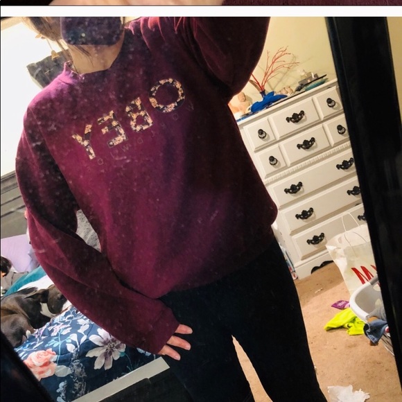 OBEY large burgundy floral sweatshirt - Picture 7 of 8